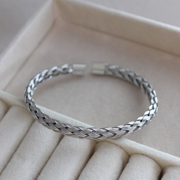 Mesh Braid Style Cuff Bangle Bracelet Stainless Steel - Picture 4 of 6